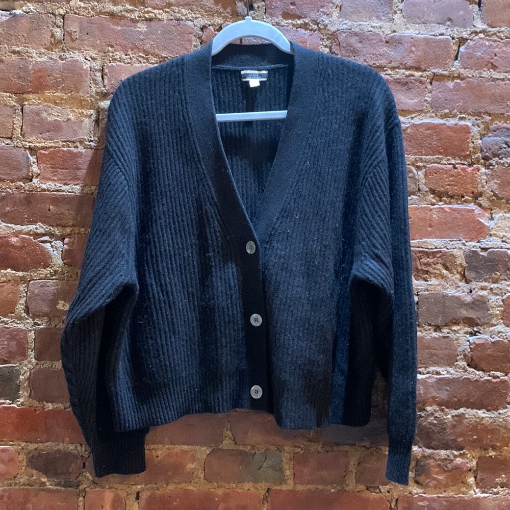 JCREW OVERSIZED CASHMERE CARDIGAN SIZE M BLACK